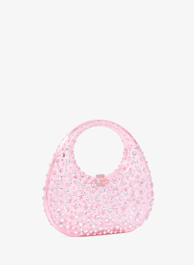 Namshi x Rhinestone Embellished Transparent Statement Clutch